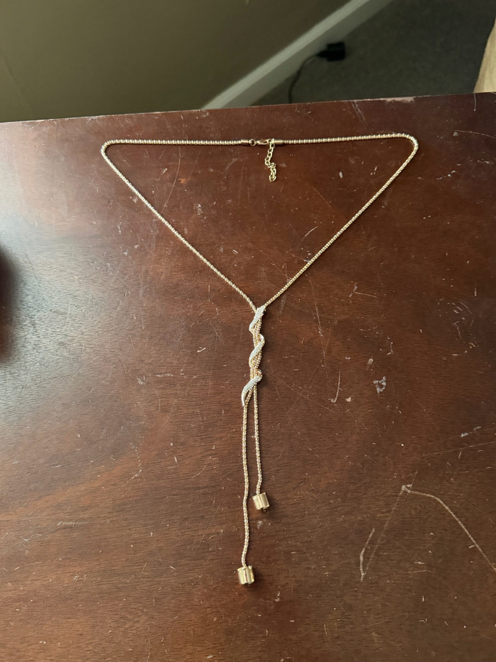 Crystal Pavé Serpent Bolo Drop Necklace Gold Tone Glam Statement